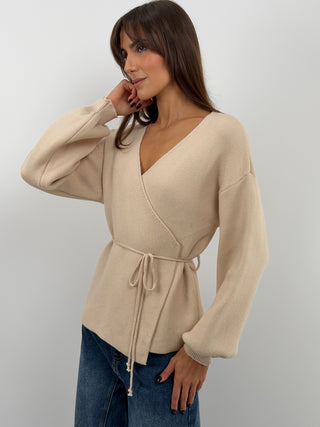 Cardigan Croisé Beige