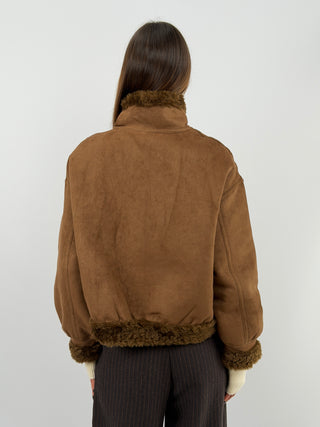 Brown Shearling-Effect Jacket