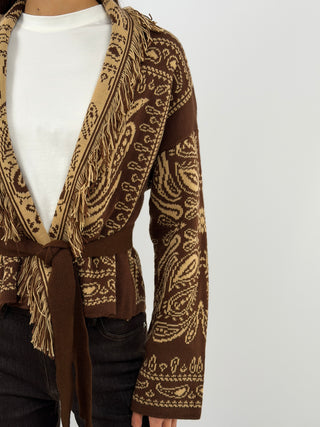 Brown Patterned Cardigan