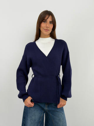 Blue Crossover Cardigan