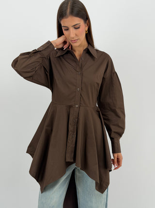 Abito Camicia Asimmetrico Marrone Lumina