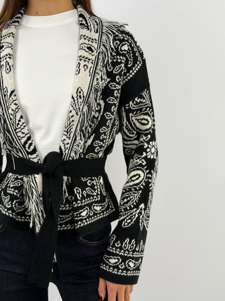 Black Patterned Cardigan