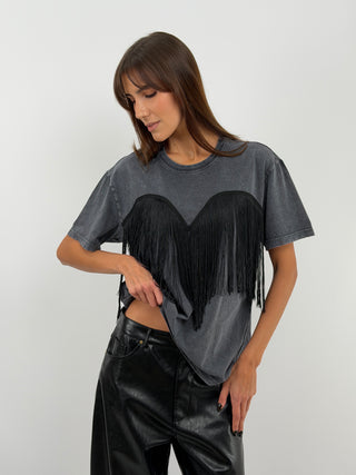 Anthracite Fringe T-Shirt