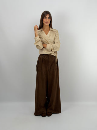 Pantaloni Suede Marroni - Lumina