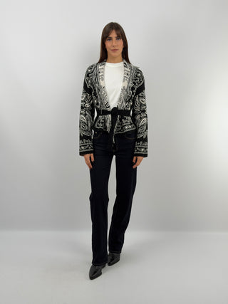 Black Patterned Cardigan
