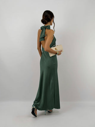 Abito Lungo Halter Verde Smeraldo