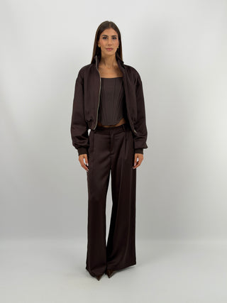 Giacca Bomber Satin Marrone Lumina