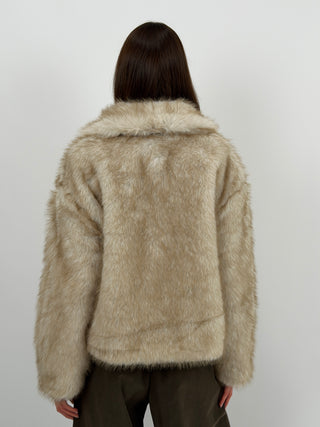 Pelliccia con Collo Ampio Ginevra Beige