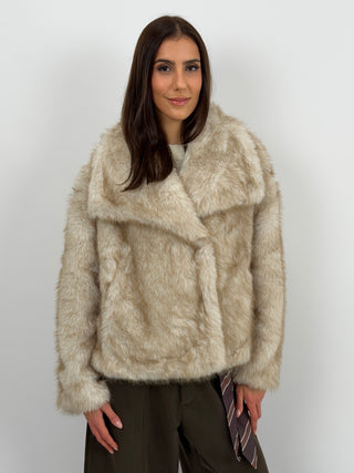 Pelliccia con Collo Ampio Ginevra Beige