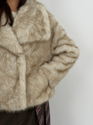 Pelliccia con Collo Ampio Ginevra Beige