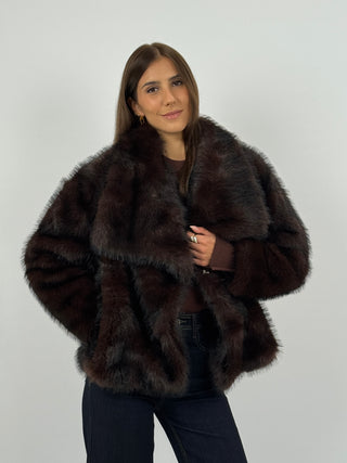Pelliccia con Collo Ampio Ginevra Marrone