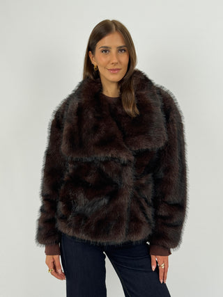 Pelliccia con Collo Ampio Ginevra Marrone