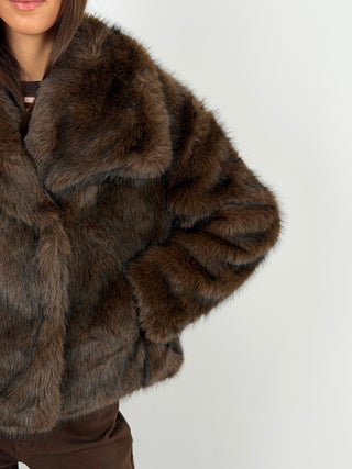 Pelliccia con Collo Ampio Ginevra Marrone