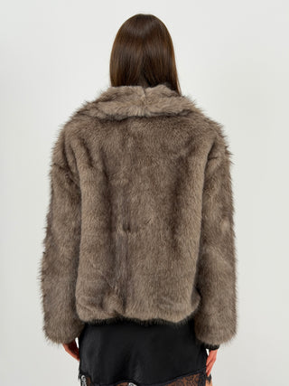 Pelliccia con Collo Ampio Ginevra Tortora