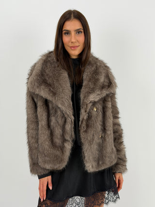 Pelliccia con Collo Ampio Ginevra Tortora