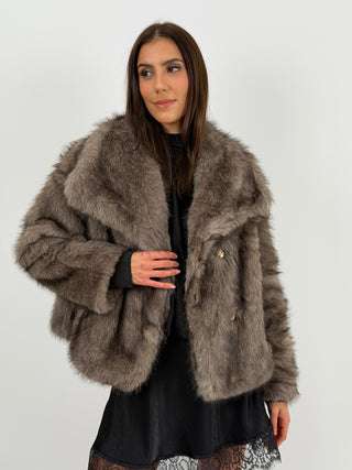 Pelliccia con Collo Ampio Ginevra Tortora