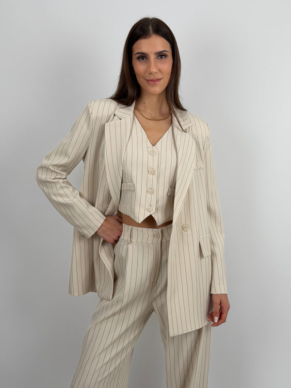 Gilet Gessato Beige