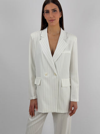 Completo Giacca e Pantalone Gessato Light Bianco