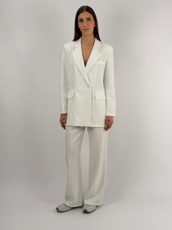 Sinner Black Pinstriped Jacket and Trousers Set
