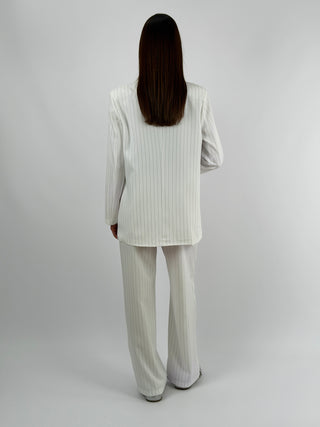 Completo Giacca e Pantalone Gessato Light Bianco