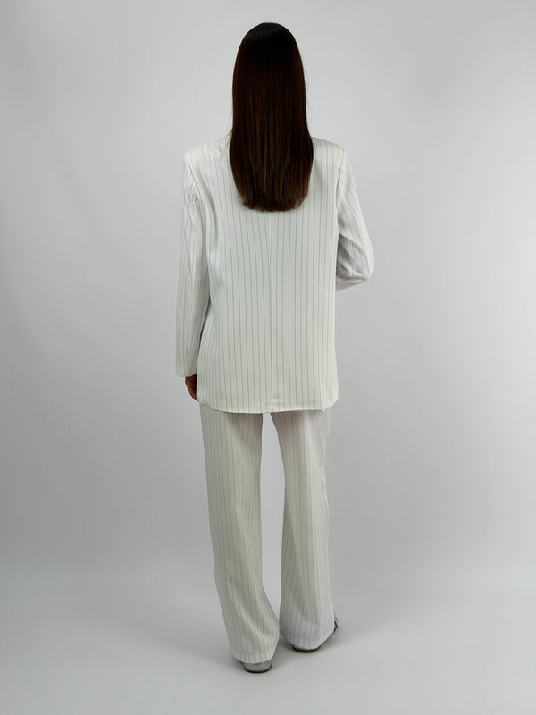 Sinner Black Pinstriped Jacket and Trousers Set