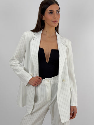 Completo Giacca e Pantalone Gessato Light Bianco