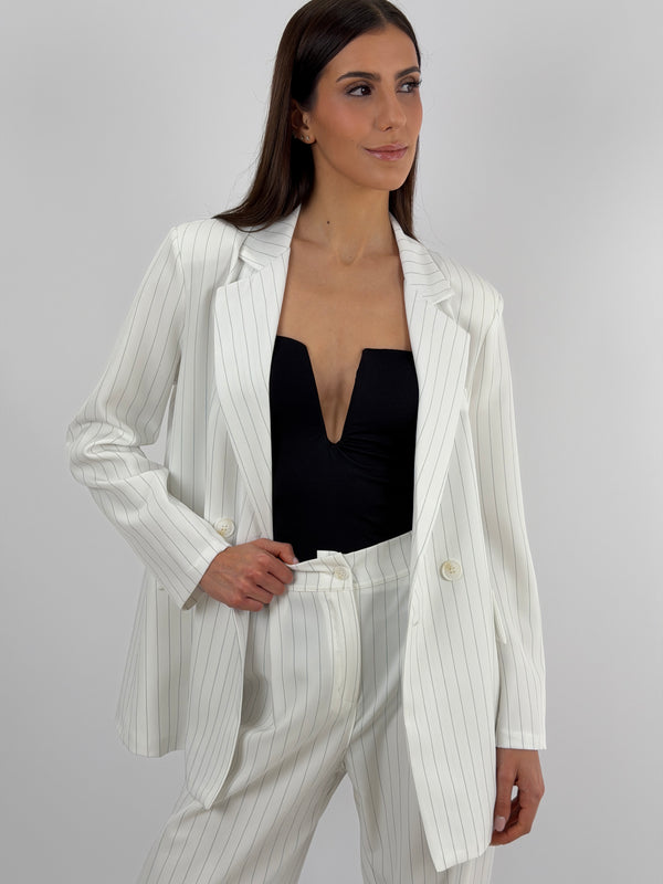 Sinner Black Pinstriped Jacket and Trousers Set