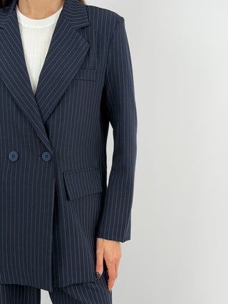 Sinner Black Pinstriped Jacket and Trousers Set