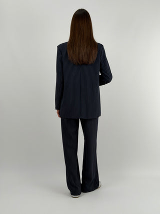 Sinner Black Pinstriped Jacket and Trousers Set