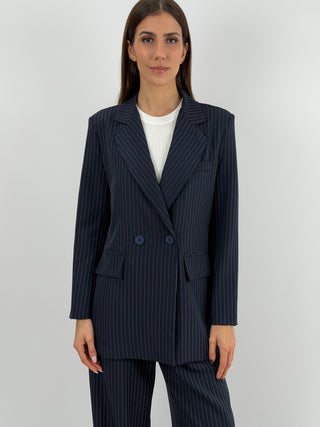 Sinner Black Pinstriped Jacket and Trousers Set