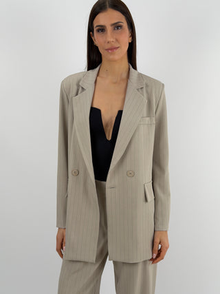 Completo Giacca e Pantalone Gessato Light Sabbia