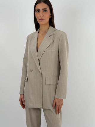 Completo Giacca e Pantalone Gessato Light Sabbia