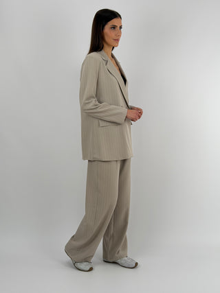 Completo Giacca e Pantalone Gessato Light Sabbia