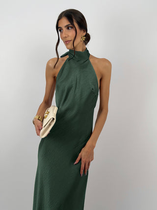 Abito Lungo Halter Verde Smeraldo