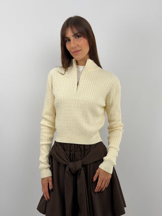 Pull à Zip Crème