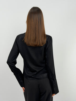 Camicia Nera in Satin - Lumina