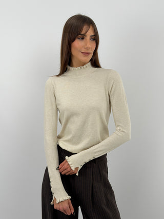 Cream Turtleneck with Ruffles