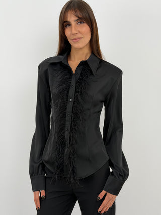 Black Shirt with Feathers