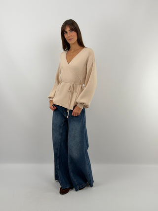 Cardigan Croisé Beige