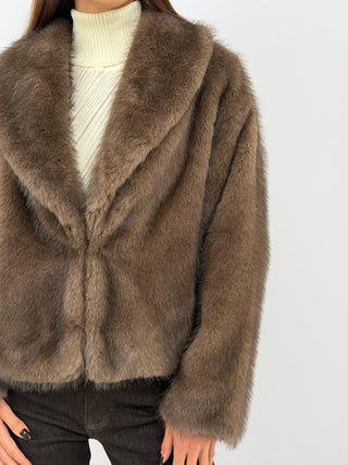 Taupe Ginevra Faux Fur Jacket