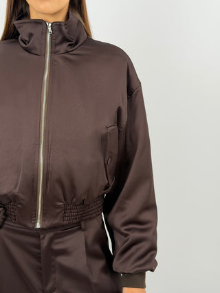 Giacca Bomber Satin Marrone Lumina