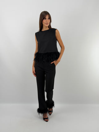 Black Top with Feathers - Lumina