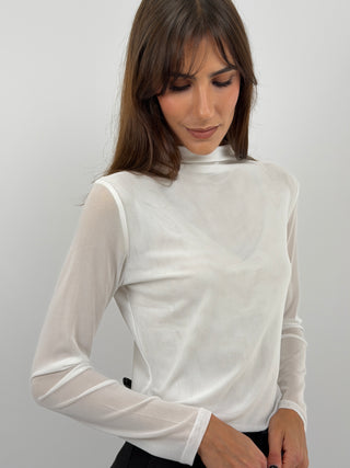 Cream Tulle Top