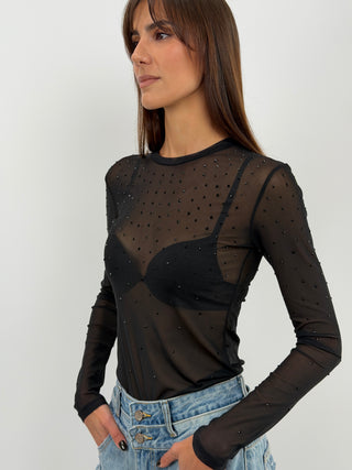 Black Rhinestone Top - Lumina