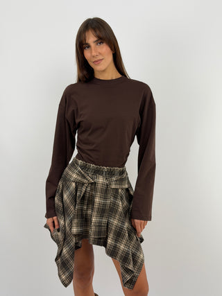 Brown Check Mini Skirt