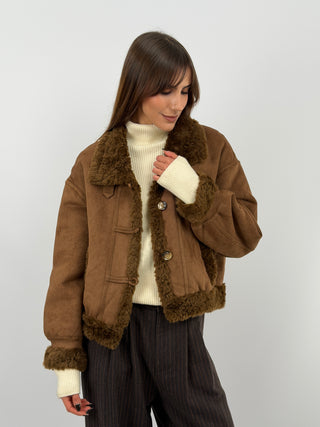Brown Shearling-Effect Jacket