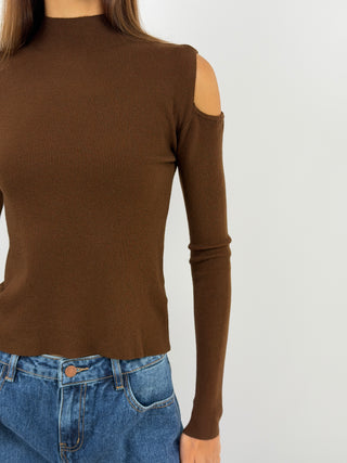 Maglia con Cut Out Marrone