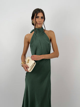 Abito Lungo Halter Verde Smeraldo