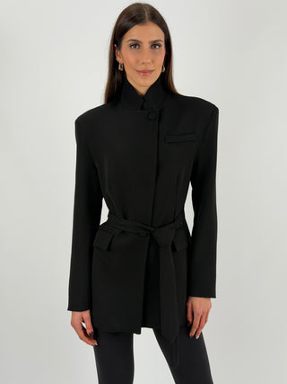 Giacca Lumina con Collo Strutturato Nera