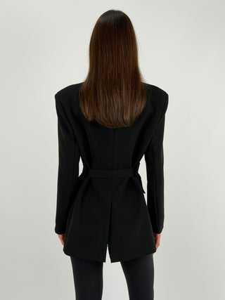 Giacca Lumina con Collo Strutturato Nera